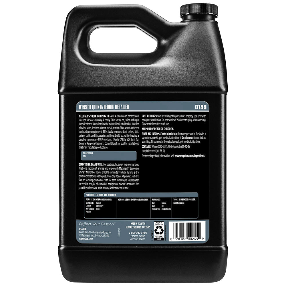 Meguiar's Quik Interior Detailer 1 Gallon for Car Interior Surfaces - D14901 - Anchor Express