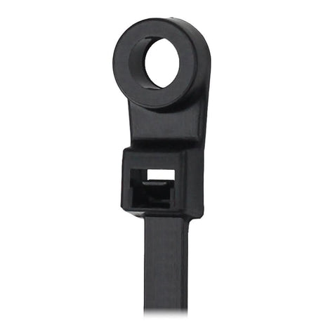 Pacer 8" Cable Tie w/Mounting Ring - Black - 50lb Tensile Strength - 2" Bundle Diameter - 100 Piece Bag - Anchor Express