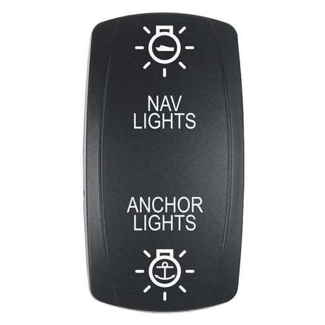 Pacer Actuator - 'NAV/ANC' f/V Series Contura Switches - Black - Laser Etched (Top/Bottom Light) - Anchor Express
