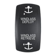 Pacer Actuator - 'WINDLASS DPLY/RTRV' f/V Series Contura Switches - Black - Laser Etched (Top/Bottom Light) - Anchor Express