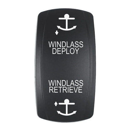 Pacer Actuator - 'WINDLASS DPLY/RTRV' f/V Series Contura Switches - Black - Laser Etched (Top/Bottom Light) - Anchor Express