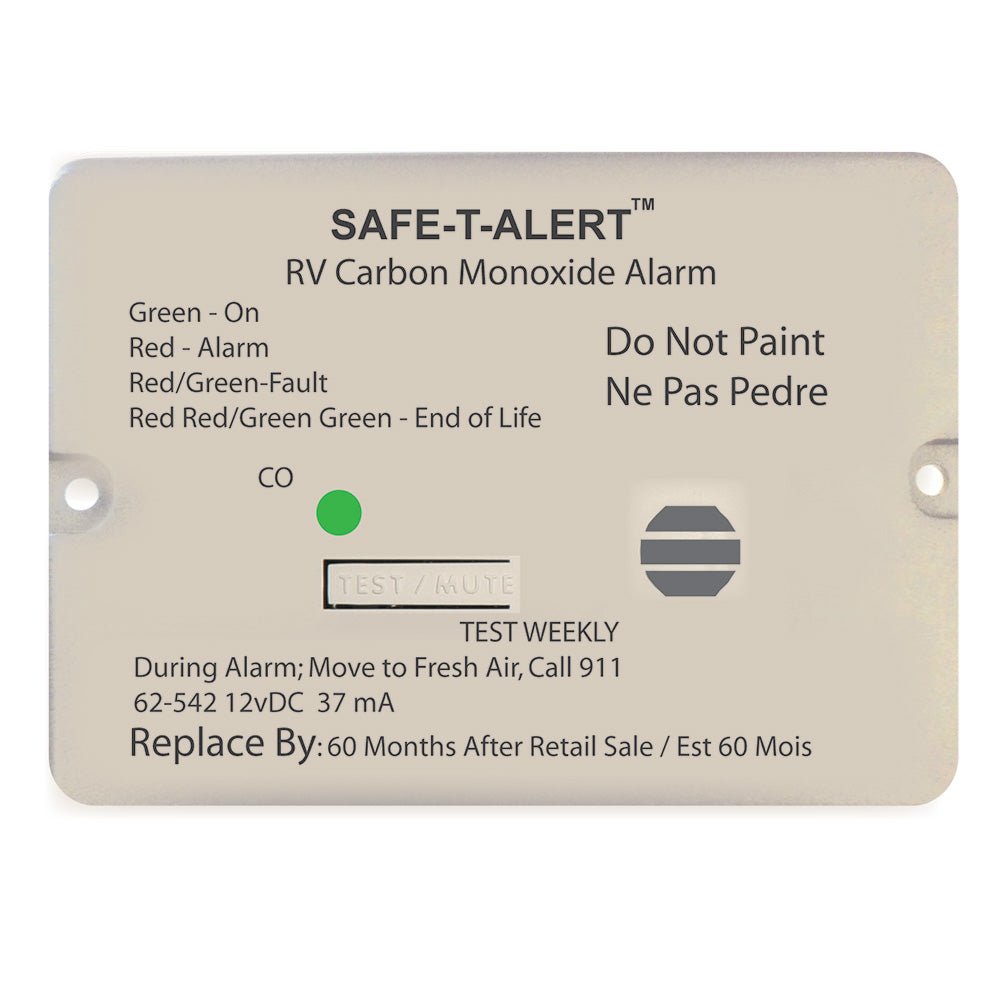 Safe - T - Alert 62 Series Carbon Monoxide Alarm - 12V - RV Flush Mount - White - Anchor Express