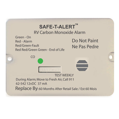 Safe - T - Alert 62 Series Carbon Monoxide Alarm - 12V - RV Flush Mount - White - Anchor Express