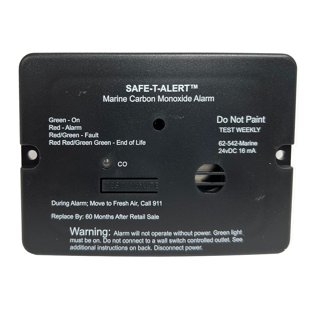 Safe - T - Alert 62 Series Carbon Monoxide Alarm - 24V Flush Mount - Black with Relay - 62 - 542 - R - BL - 24V - Anchor Express
