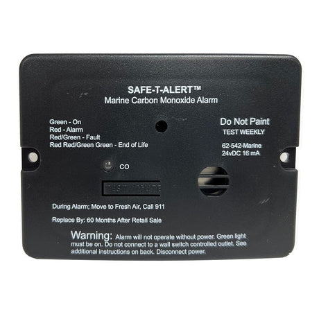 Safe - T - Alert 62 Series Carbon Monoxide Alarm - 24V Flush Mount - Black with Relay - 62 - 542 - R - BL - 24V - Anchor Express