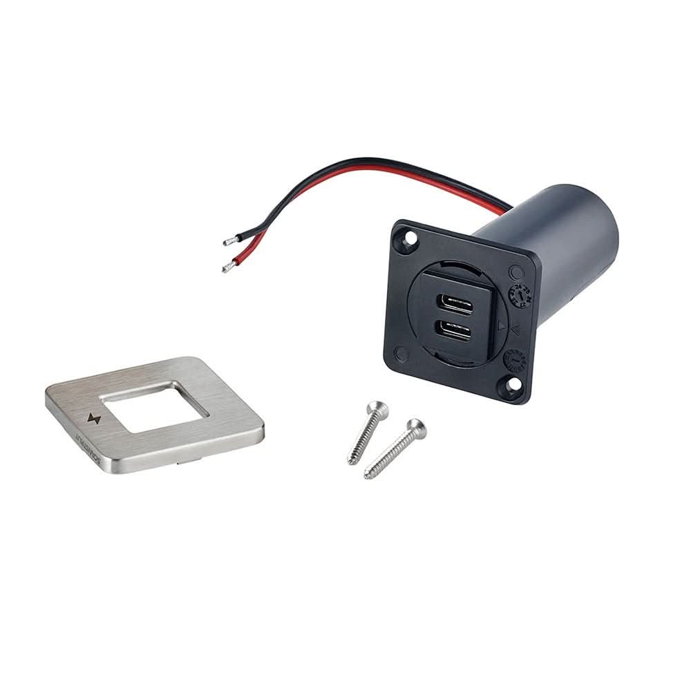 Rectangular Charging Socket Scanstrut TILE USB-C Interior Charging Socket - 12/24V - Stainless Ste ...