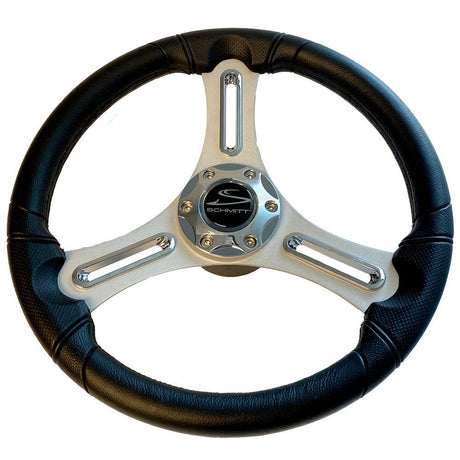 Schmitt Marine Torcello 14" Wheel - 03 Series - Polyurethane Wheel w/Chrome Trim & Cap - Brushed Spokes - 3/4" Tapered Shaft - Retail Packaging - PU033104 - 12R - Anchor Express