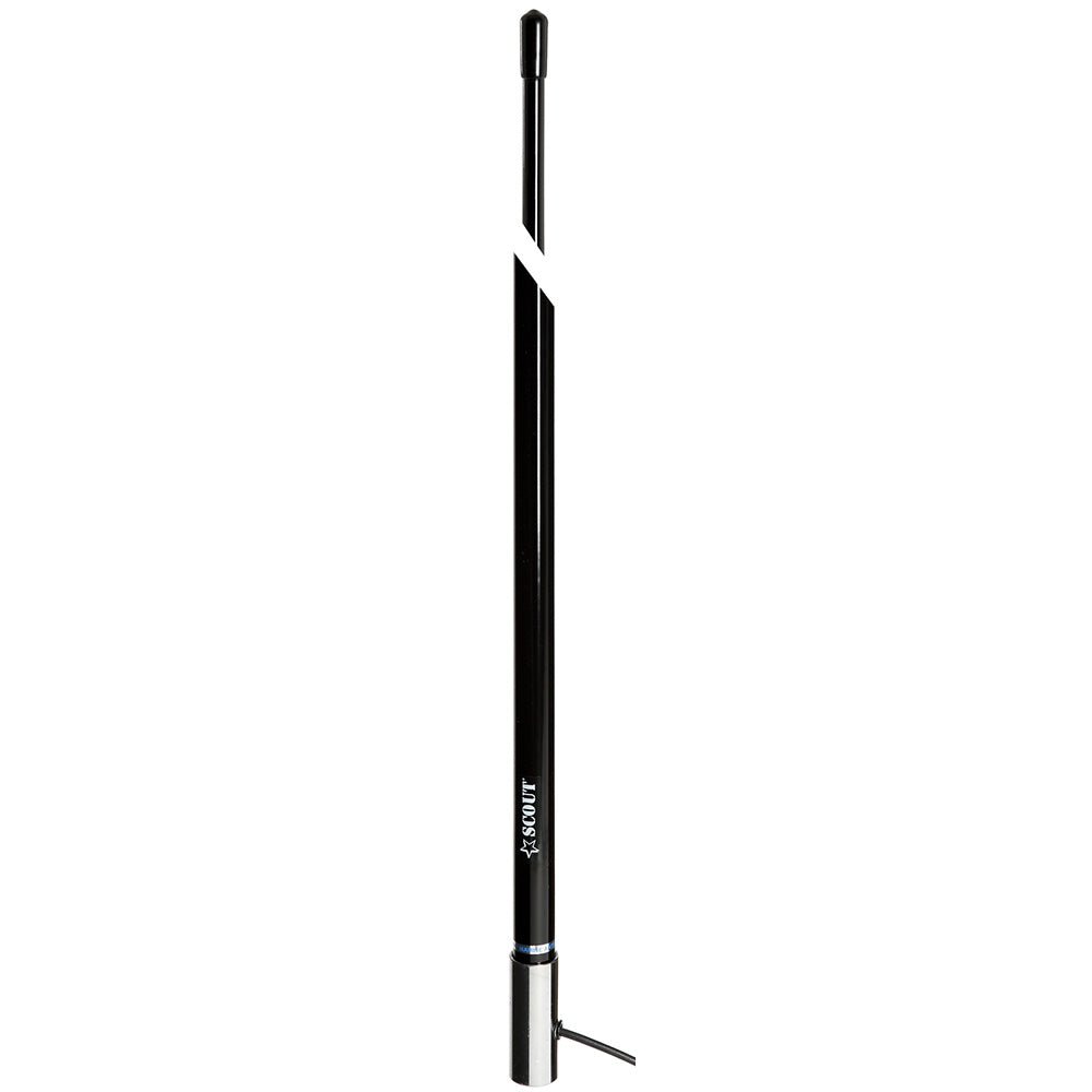 Scout 8' Black VHF Antenna with 6dB Gain, Stainless Steel Ferrule, 5M RG - 58 Coax Cable and PL - 259 Connector - PF AN NVHF00009T - Anchor Express