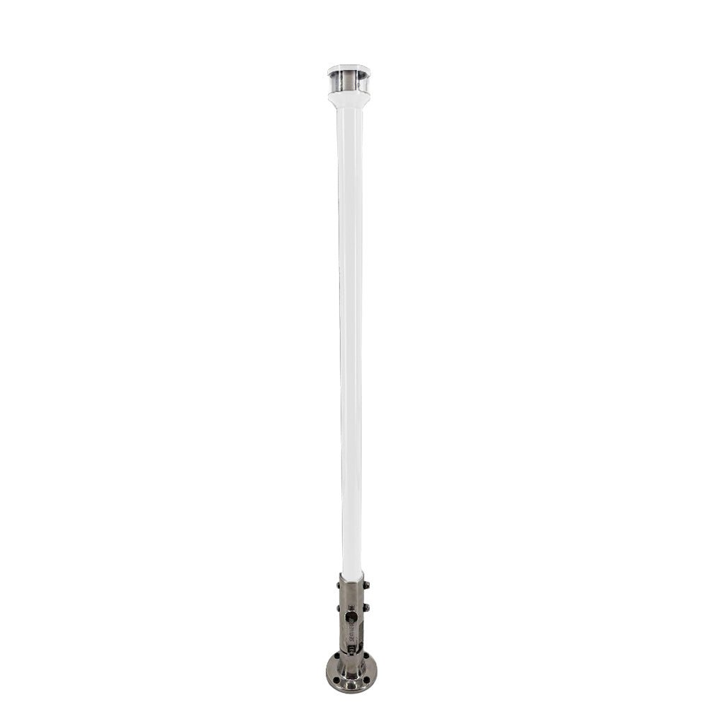 Seaview 24 - Inch Manually Folding Marine Light Post with Stainless Steel Base and Navigation Light - White - Anchor Express
