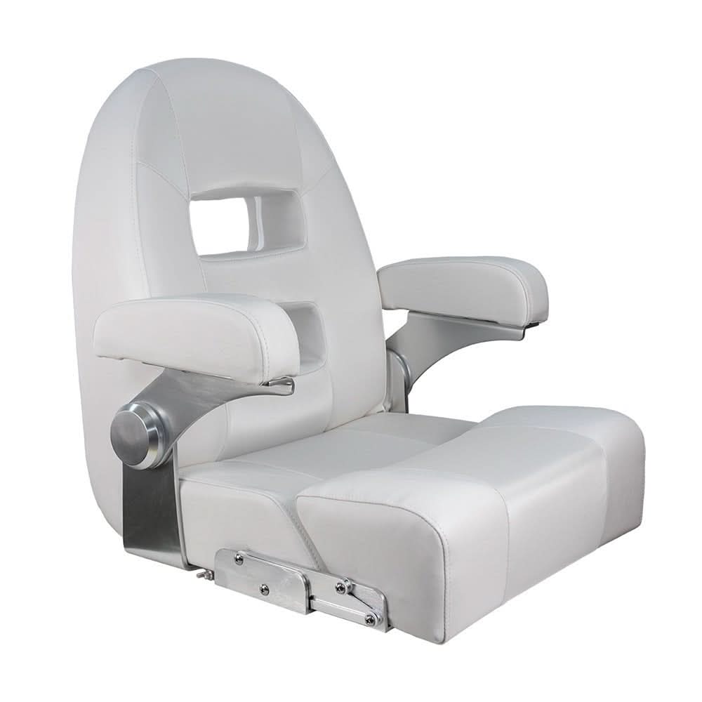 Springfield Marine Center Console Helm Flip - Up Seat with White Vinyl - Model 1042035 - W - 1042035 - W - Anchor Express