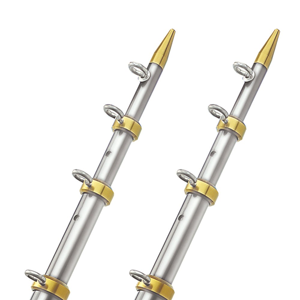 TACO Marine 18' Telescoping Outrigger Poles with 1 - 1/2 Inch Diameter - Silver and Gold - OT - 0551VEL186 - Anchor Express