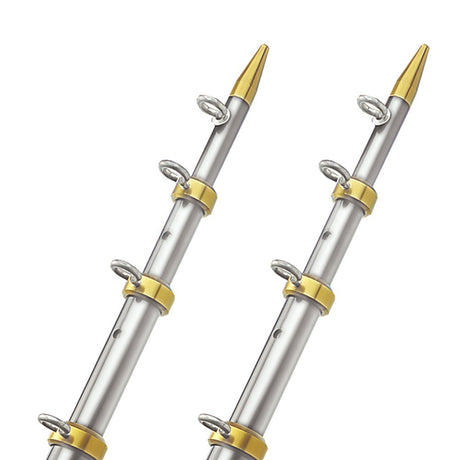 TACO Marine 18' Telescoping Outrigger Poles with 1 - 1/2 Inch Diameter - Silver and Gold - OT - 0551VEL186 - Anchor Express