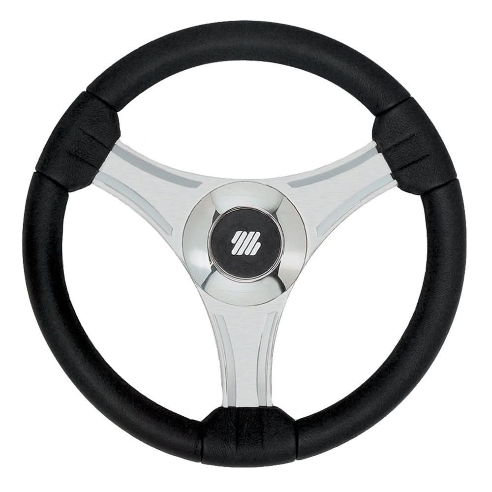 Uflex - Tavolara - 13.8" Black Polyurethane Steering Wheel w/Silver Spokes & X62 Hub - 65277N - Anchor Express