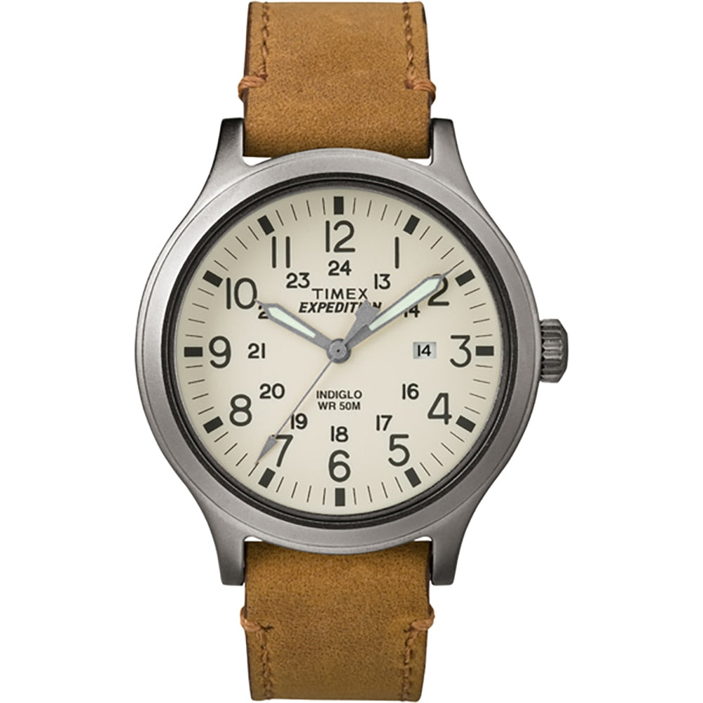 Timex Expedition Scout 43 Watch - Natural Dial/Tan Leather - TW4B06500JV