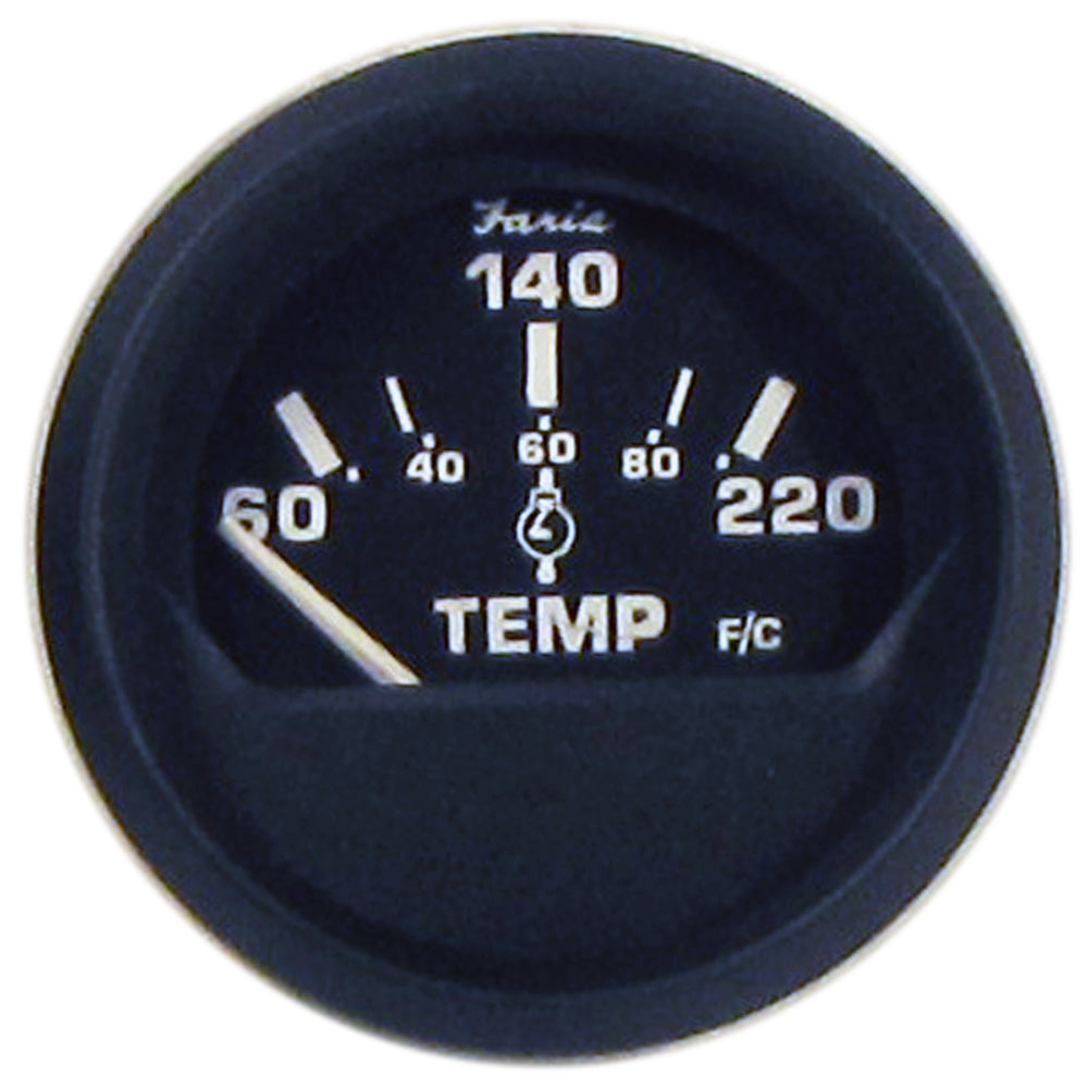 Faria Euro Black 2" Cylinder Head Temperature Gauge (60 to 220° F) with Sender - 12819