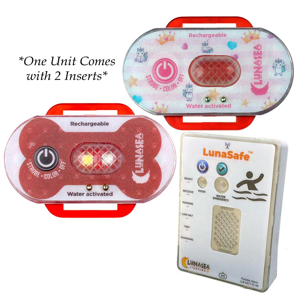 Lunasea Child/Pet Safety Water Activated Strobe Light w/RF Transmitter - Red Case, Blue Attention Light - LLB-63RB-E0-K1