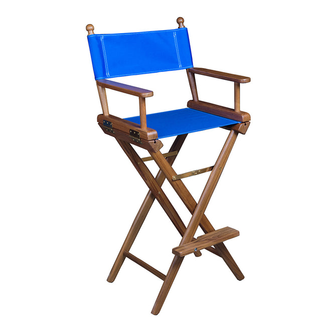 Whitecap Captain's Chair w/Blue Seat Covers - Teak60045 - 60045