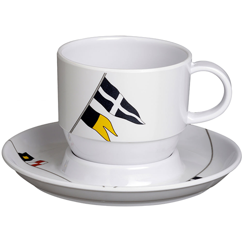 Marine Business Melamine Tea Cup & Plate Breakfast Set - REGATA - Set of 612005C - 12005C
