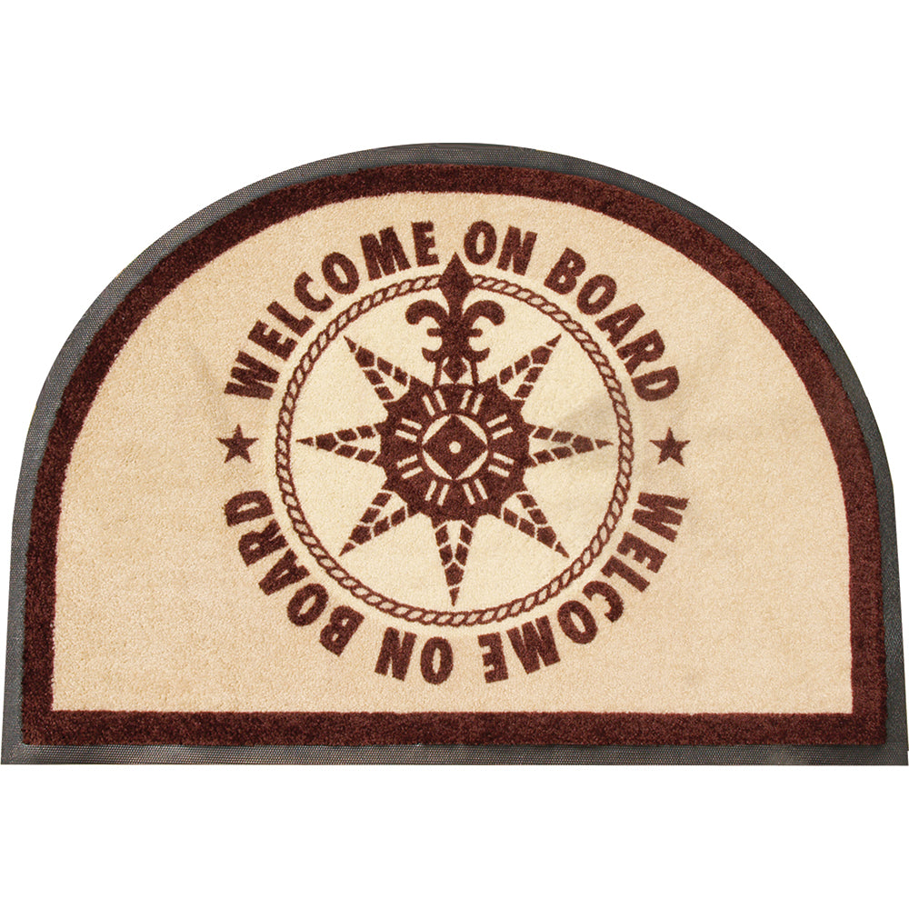 Marine Business Non-Slip WELCOME ON BOARD Half-Moon-Shaped Mat - Brown41218 - 41218