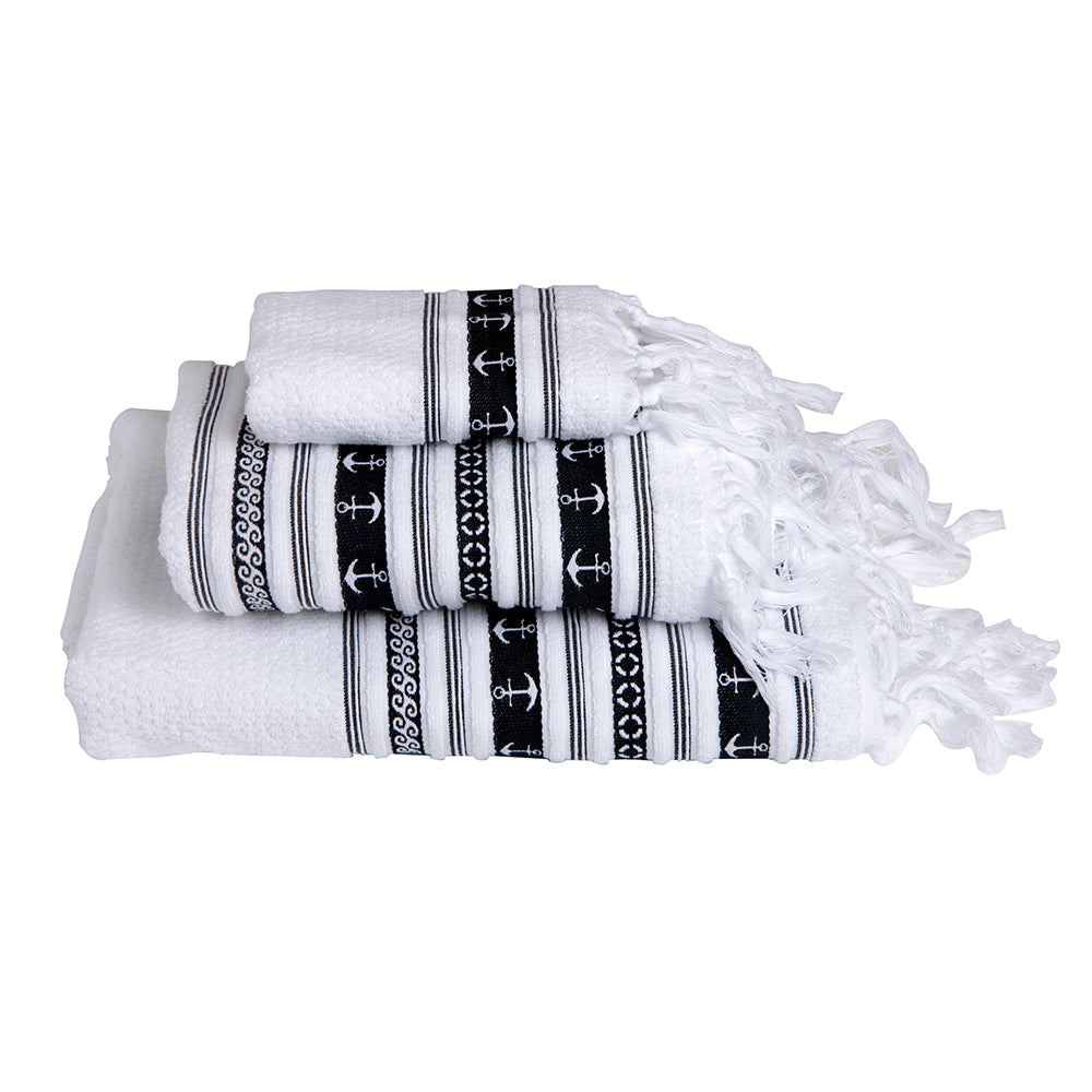 Marine Business White/Anchors Towel Set - SANTORINI - Set of 353103 - 53103