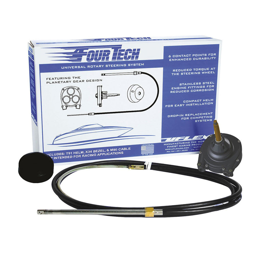 Uflex Fourtech 7' Black Mach Rotary Steering System w/Helm, Bezel & Cable - FOURTECHBLK07