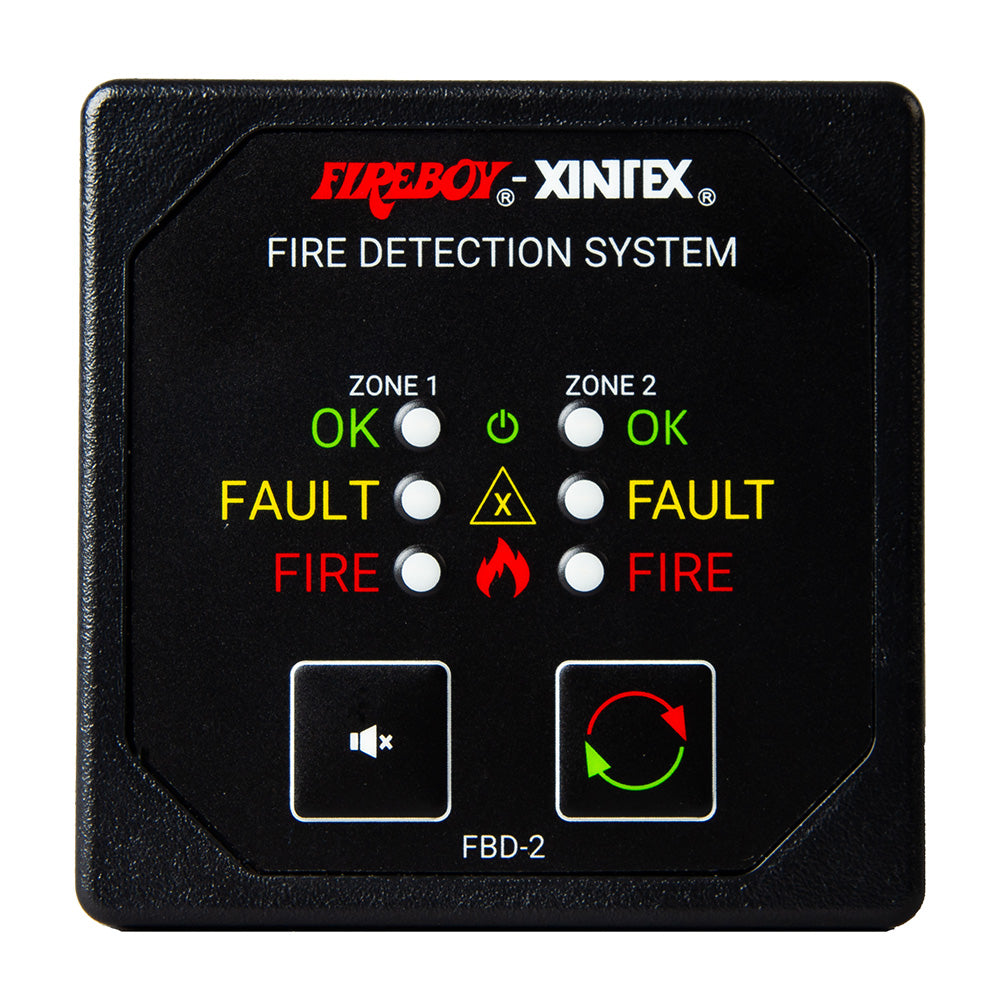 Fireboy-Xintex Two Zone Detection & Alarm Panel - 2-5/8" Display - 12/24V DC - FBD-2-R