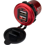 Sea-Dog Round Red Dual USB Charger w/1 Quick Charge Port + - 426504-1