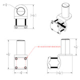 TACO ShadeFin Mini Square Tube Rail Mount - T10-4000-9