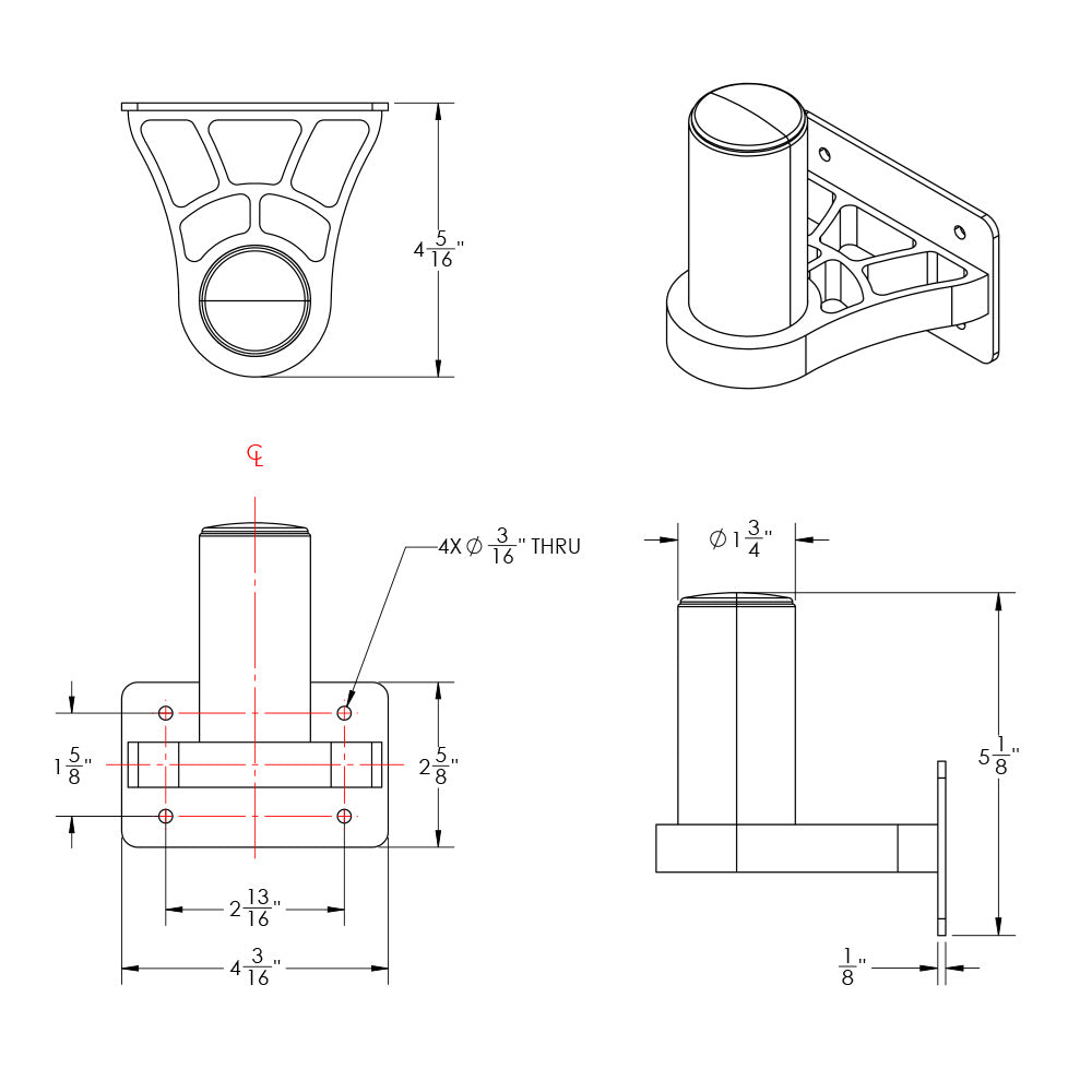 TACO ShadeFin Mini Semi-Flush Mount w/Backing Plate - T10-4000-12