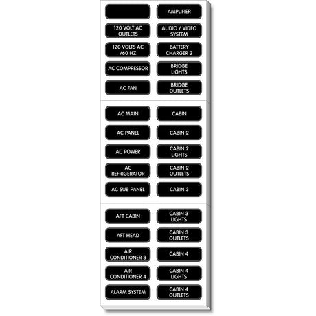 Blue Sea 8067 AC Panel Extended 120 Label Set - 8067