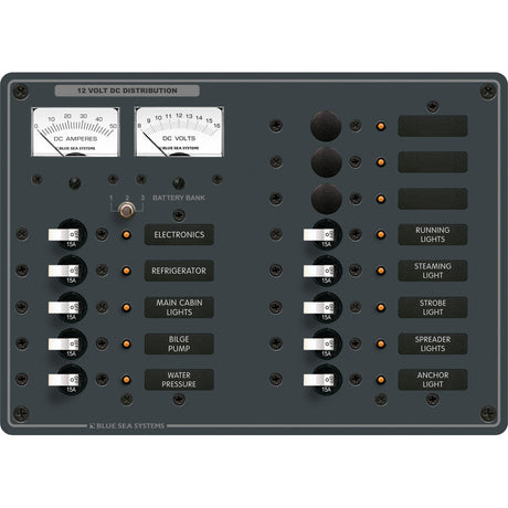 Blue Sea 8068 DC 13 Position Toggle Branch Circuit Breaker Panel  (White Switches) - 8068