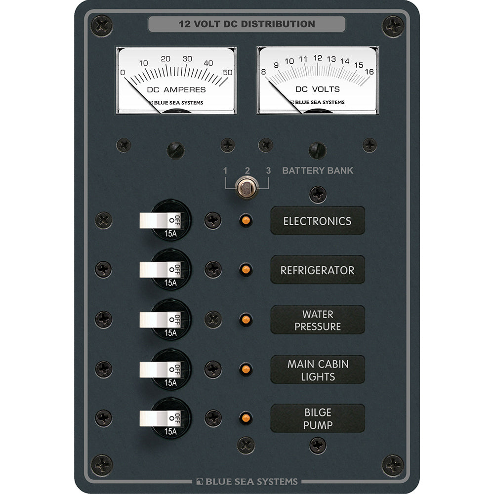 Blue Sea 8081 DC 5 Position Toggle Branch Circuit Breaker Panel - White Switches - 8081