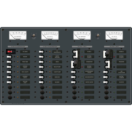 Blue Sea 8086 AC 3 Sources +12 Positions / DC Main +19 Position Toggle Circuit Breaker Panel  (White Switches) - 8086