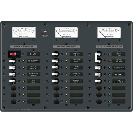 Blue Sea 8084 AC Main +6 Positions / DC Main +15 Positions Toggle Circuit Breaker Panel  (White Switches) - 8084