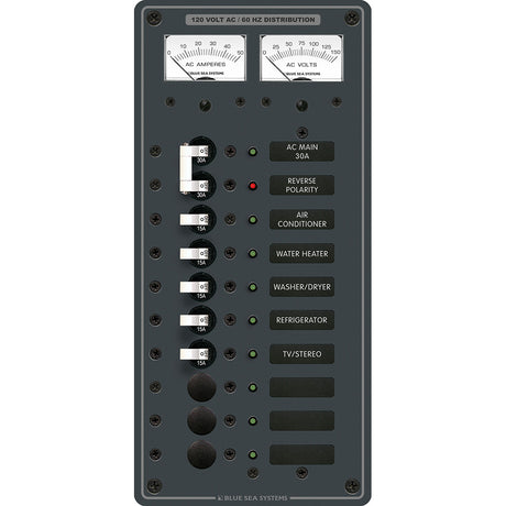 Blue Sea 8074 AC Main +8 Positions Toggle Circuit Breaker Panel  (White Switches) - 8074