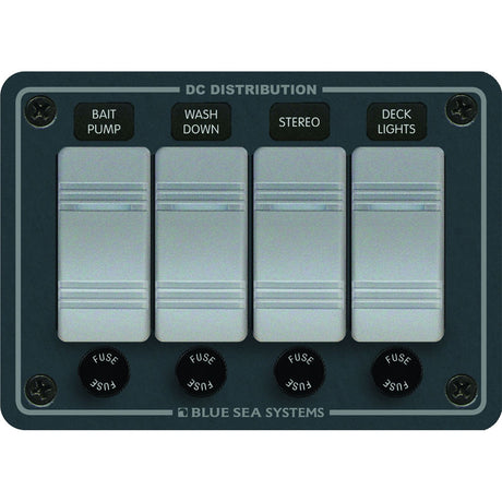 Blue Sea 8262 Waterproof Panel 4 Position - Slate Grey - 8262