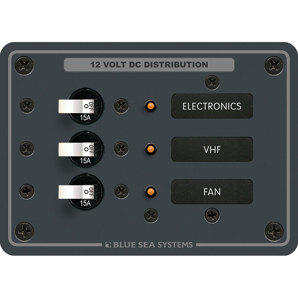 Blue Sea 8025 DC 3 Position Breaker Panel - White Switches - 8025