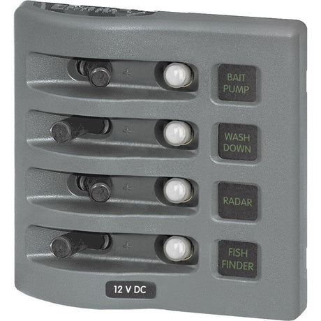 Blue Sea 4374 WeatherDeck Water Resistant Circuit Breaker Panel - 4 Position - Grey - 4374