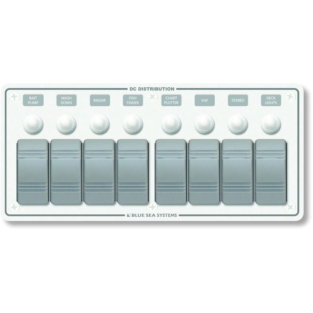 Blue Sea 8271 Water Resistant Panel - 8 Position - White - Horizontal Mount - 8271