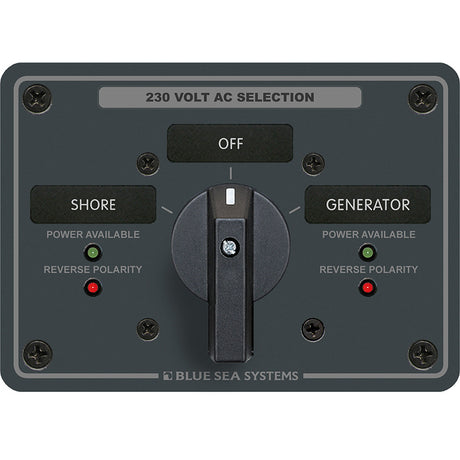 Blue Sea 8357 AC Rotary Switch Panel 65 Ampere 2 Position + OFF, 2 Pole - 8357