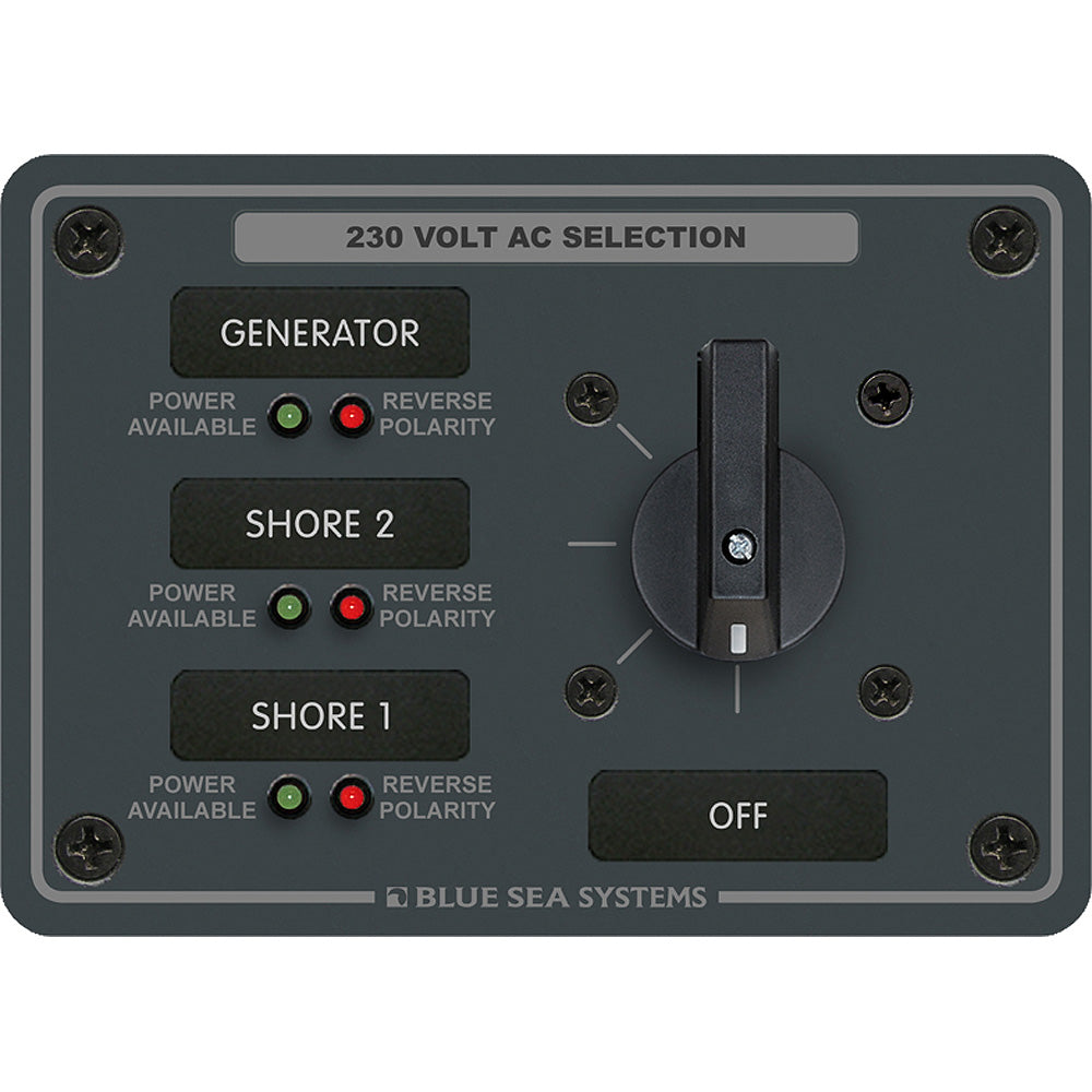 Blue Sea 8358 AC Rotary Switch Panel 30 Ampere 3 Positions + OFF, 2 Pole - 8358