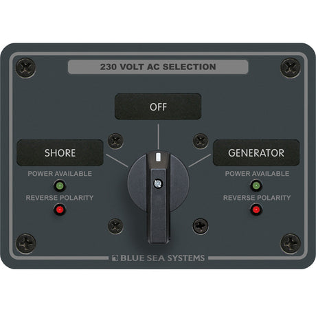 Blue Sea 8359 AC Rotary Switch Panel 30 Ampere 2 Positions + OFF, 2 Pole - 8359