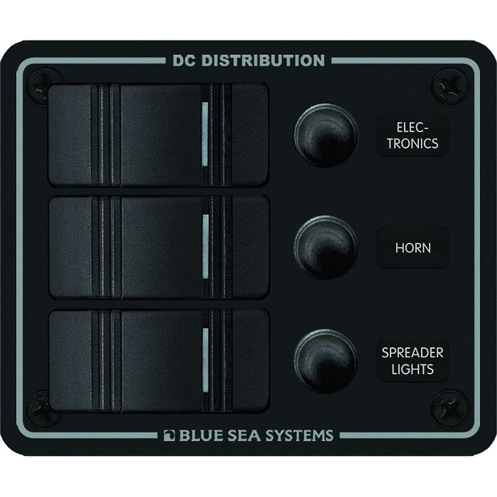 Blue Sea 8374 Water Resistant 3 Position - Black - Vertical Mount Panel - 8374