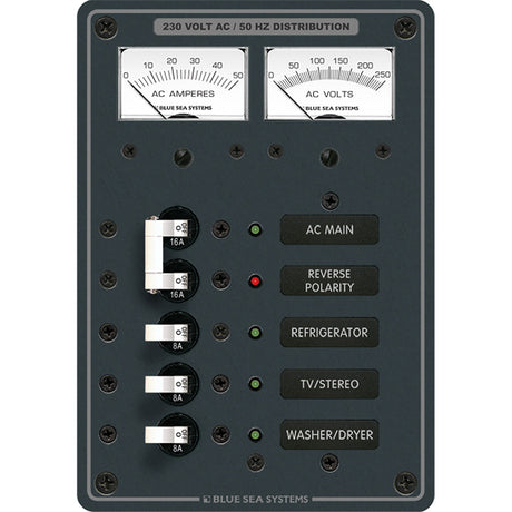 Blue Sea 8509 AC Main + Branch A-Series Toggle Circuit Breaker Panel (230V) - Main + 3 Position - 8509