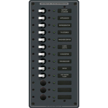 Blue Sea 8580 AC 13 Position 230v (European) Breaker Panel (White Switches) - 8580 - 8580