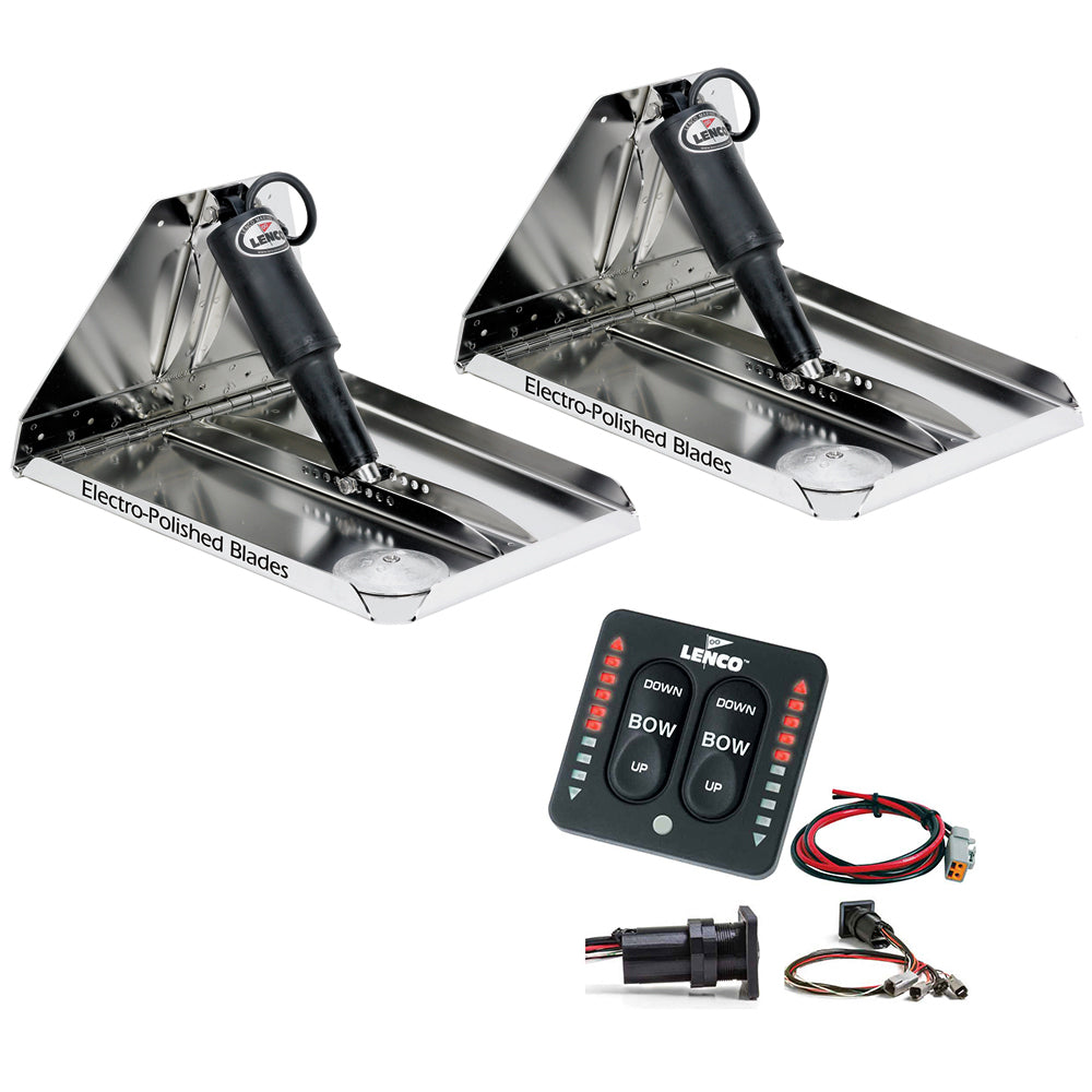 Lenco 16" x 12" Heavy Duty Performance Trim Tab Kit with LED Indicator Switch Kit 12V - RT16X12HDI