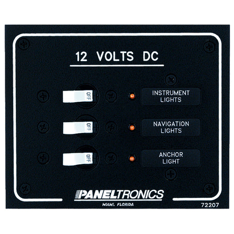 Paneltronics Standard DC 3 Position Breaker Panel w/LEDs - 9972207B