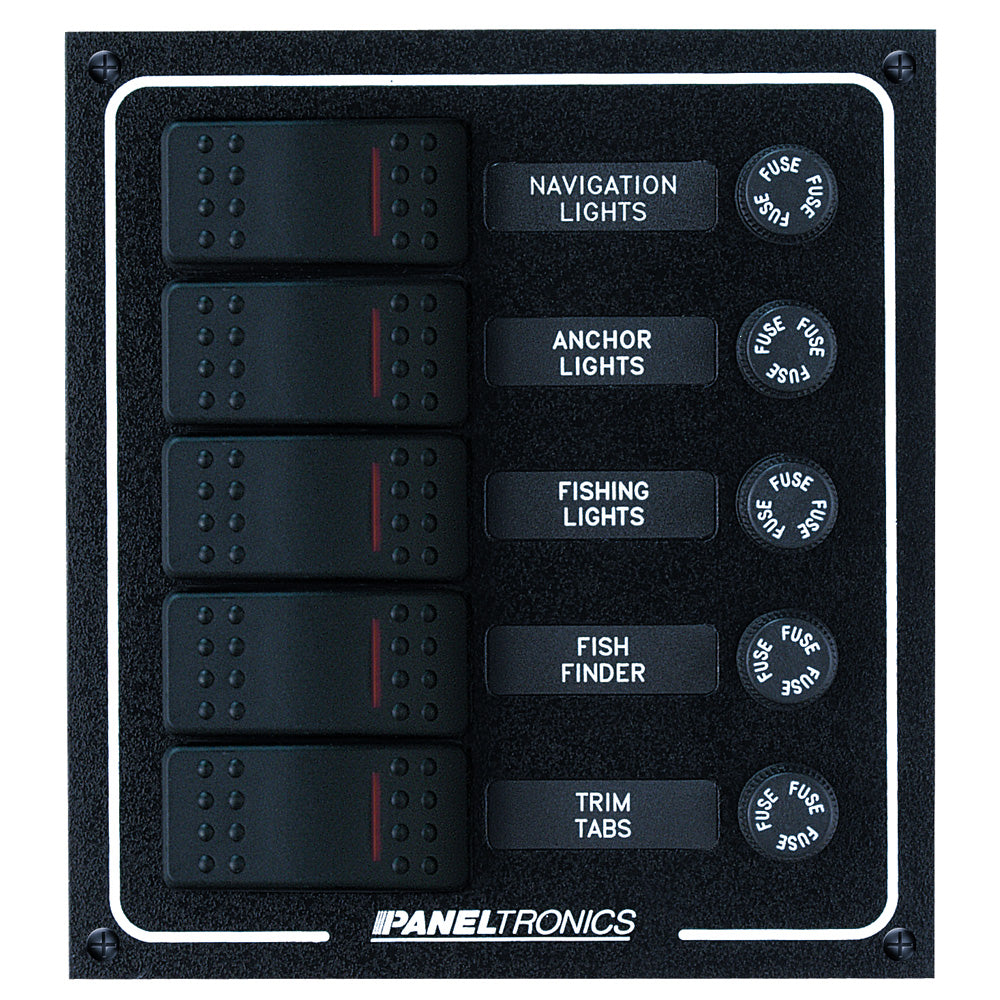 Paneltronics Waterproof DC 5 Position Lighted Rocker & Fuse - 9960007B