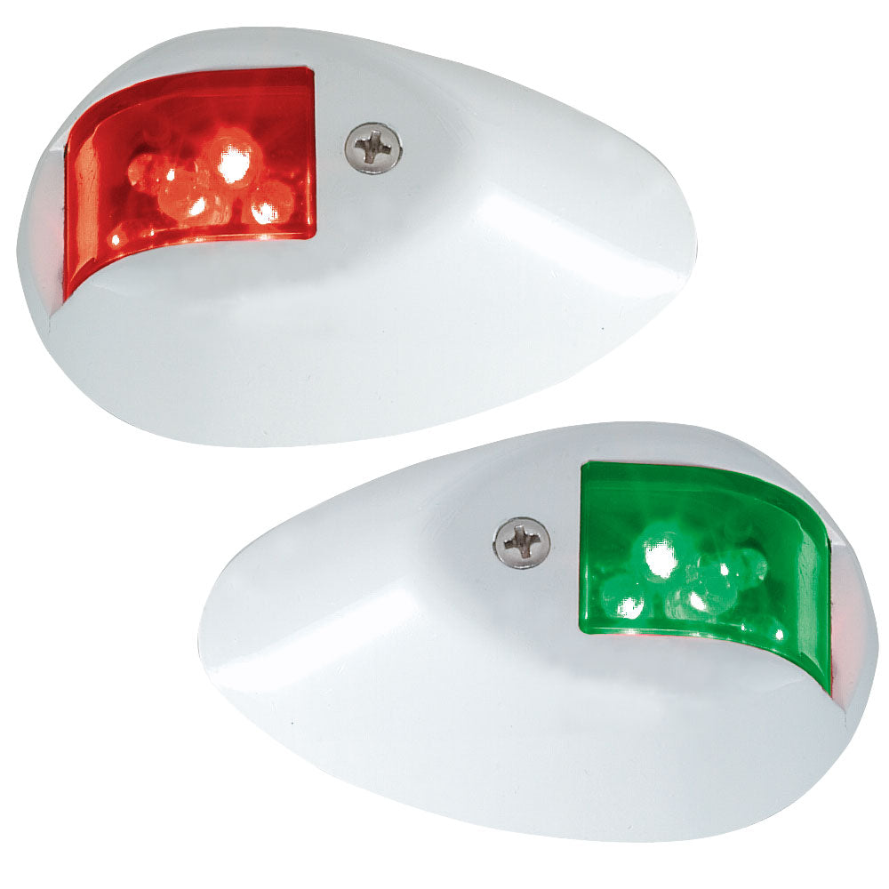 Perko LED Side Lights - Red/Green - 24V - White Epoxy Coated Housing - 0602DP2WHT