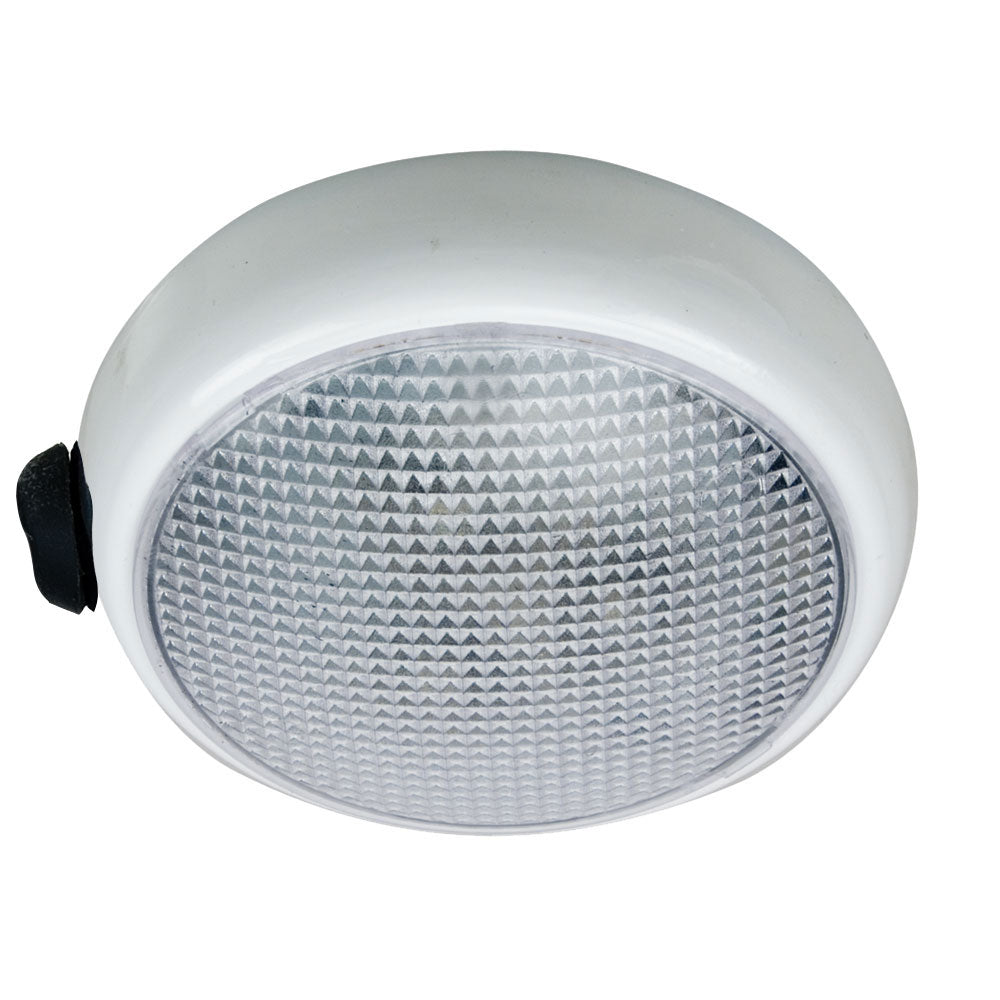 Perko Round Surface Mount LED Dome Light - White Powder Coat - with  Switch - 1356DP0WHT